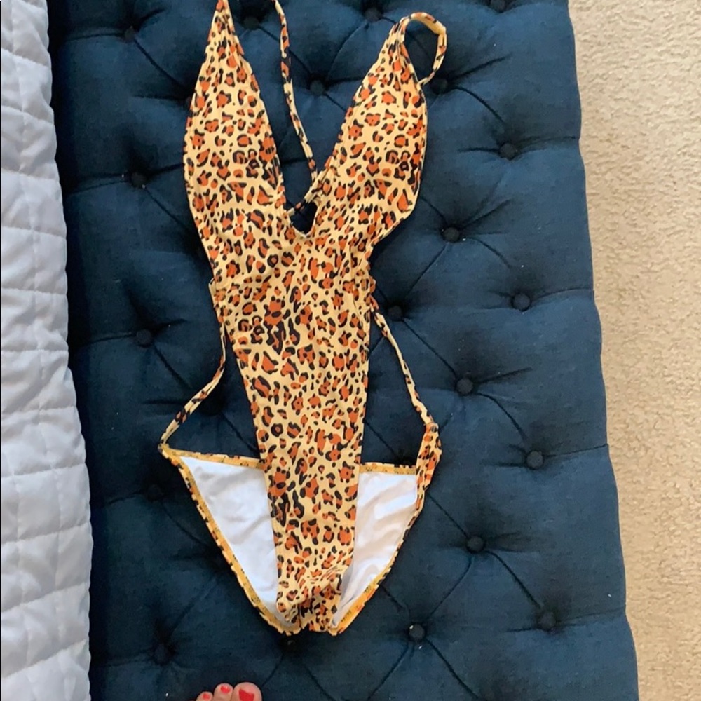 High waisted leopard print one piece